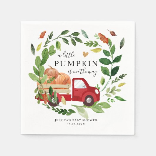 Little Pumpkin Truck Herfst in Love Baby shower Servet (Voorkant)
