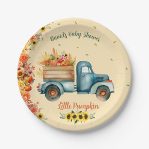 Little Pumpkin Truck Zonnebloem Herfst Theme Papieren Bordje
