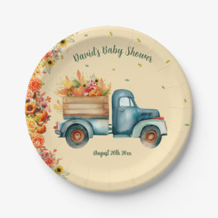 Little Pumpkin  Truck Zonnebloem Herfst Theme Papieren Bordje