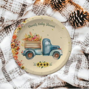 Little Pumpkin  Truck Zonnebloem Herfst Theme Papieren Bordje