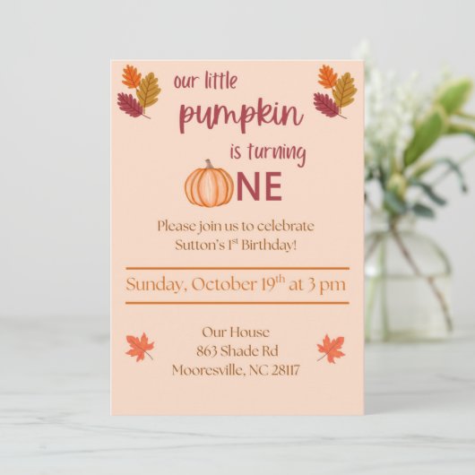 little pumpkin turning one kaart (Staand voorkant)