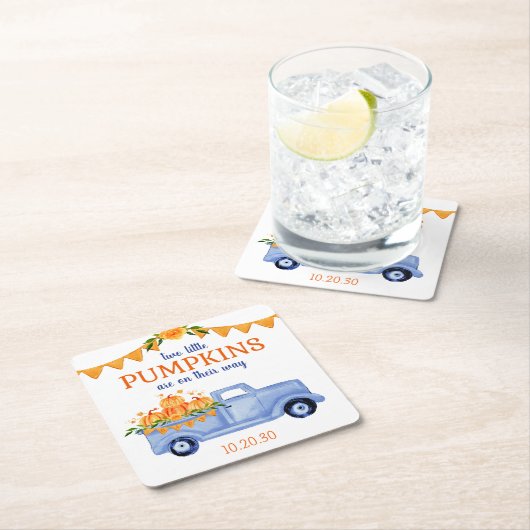 Little Pumpkin Twin Boy Baby shower Kartonnen Onderzetters (Insitu)