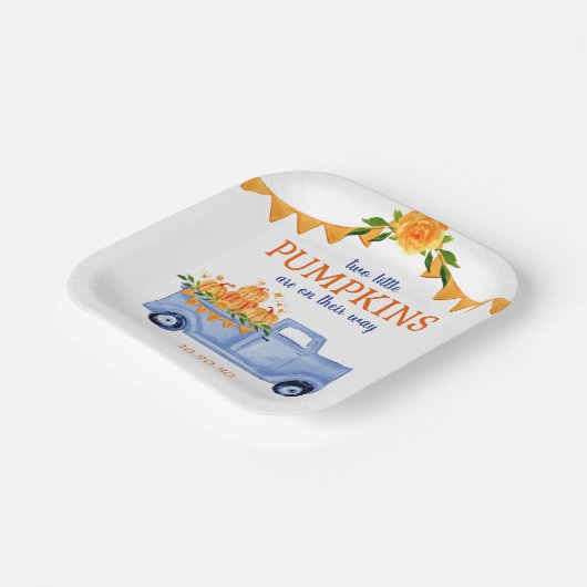Little Pumpkin Twin Boy Baby shower Papieren Bordje (Gebogen)