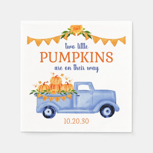 Little Pumpkin Twin Boy Baby shower servetten (Voorkant)