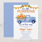 Little Pumpkin Twin Boy Baby shower Uitnodiging (Voorkant / Achterkant)