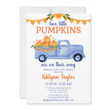 Little Pumpkin Twin Boy Baby Sprinkle Invitation