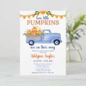 Little Pumpkin Twin Boy Baby Sprinkle Invitation Kaart (Staand voorkant)