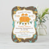 Little Pumpkin Twin Boys Fall Leaves Baby shower Kaart (Staand voorkant)