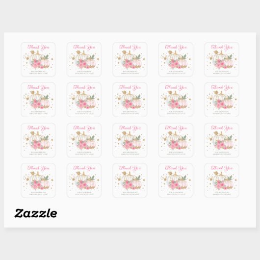 Little Pumpkin Twin Girl Baby shower Bedankt Vierkante Sticker (Vel)