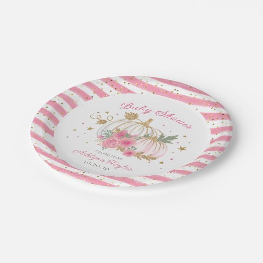 Little Pumpkin Twin Girl Baby shower Papieren Bordje (Gekanteld)