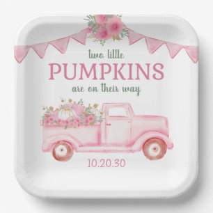 Little Pumpkin Twin Girl Baby shower Papieren Bordje