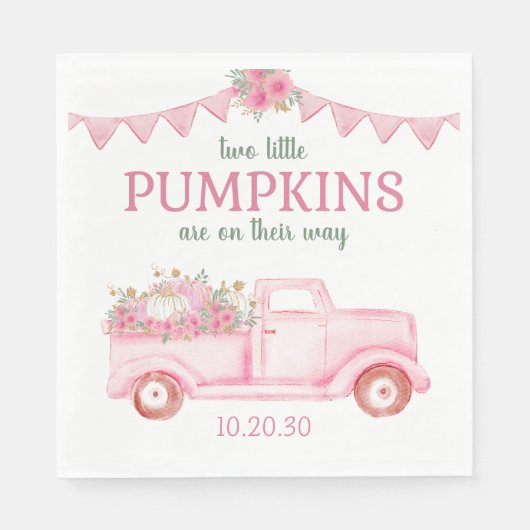 Little Pumpkin Twin Girl Baby shower servetten (Voorkant)
