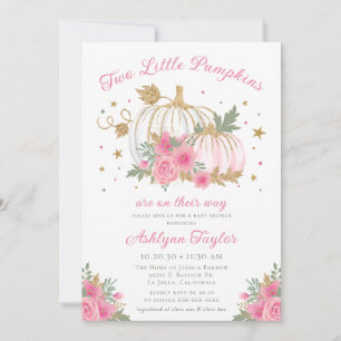 Little Pumpkin Twin Girl Baby shower Uitnodiging
