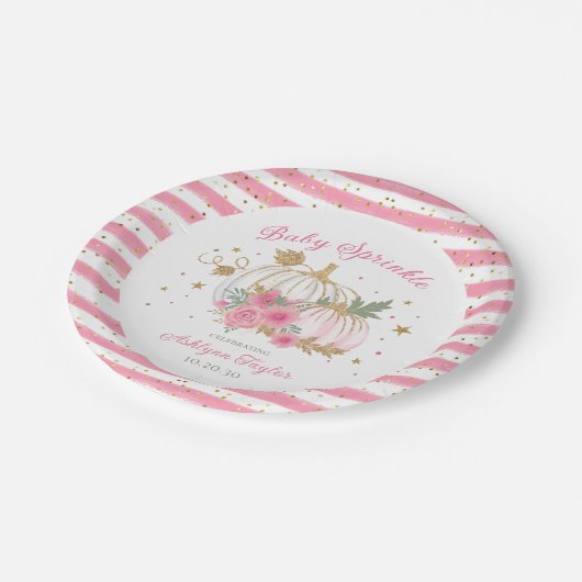 Little Pumpkin Twin Girl Baby Sprinkle Papieren Bordje (Gekanteld)