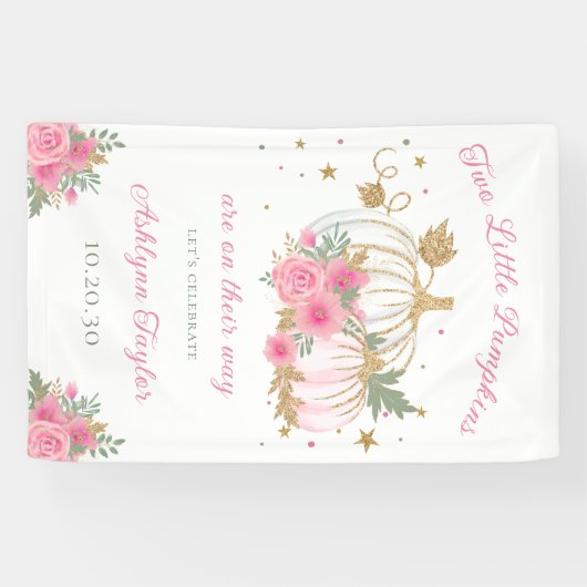 Little Pumpkin Twin Girl Baby Sprinkle Spandoek (Horizontaal)