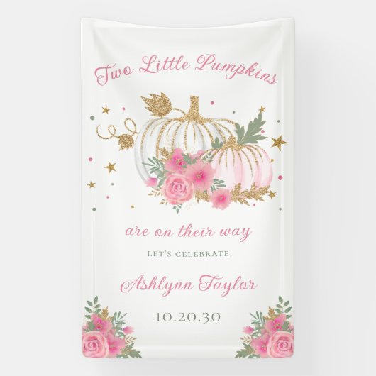 Little Pumpkin Twin Girl Baby Sprinkle Spandoek (Verticaal)