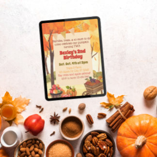 Little Pumpkin Two, Fall Watercolor Birthday Kaart