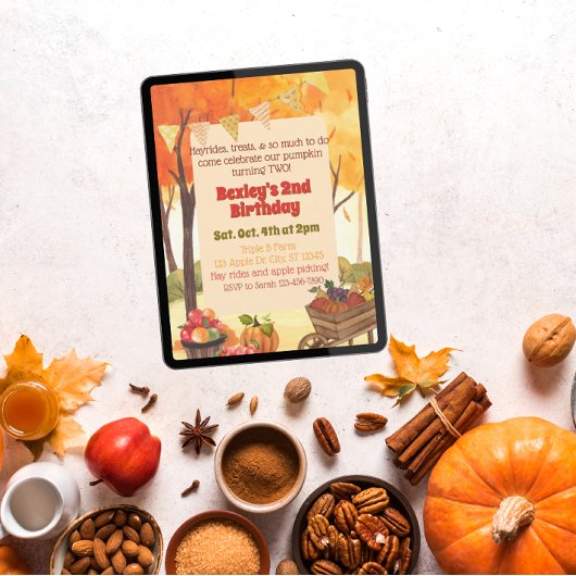 Little Pumpkin Two, Fall Watercolor Birthday Kaart