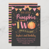 Little Pumpkin TWO Uitnodiging voor de 2e verjaard (Voorkant / Achterkant)