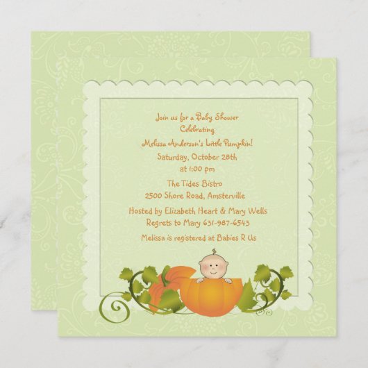 Little Pumpkin-uitnodiging Kaart (Voorkant / Achterkant)