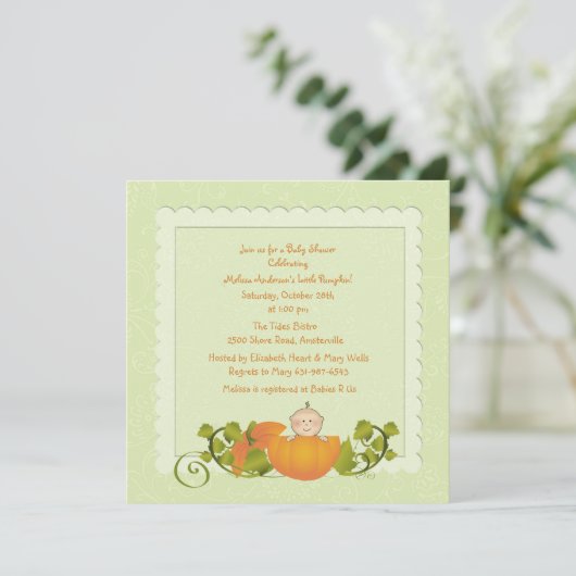 Little Pumpkin-uitnodiging Kaart (Staand voorkant)