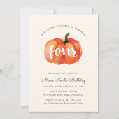 Little Pumpkin Vierde Verjaardagsfeestuitnodiging Kaart (Voorkant)