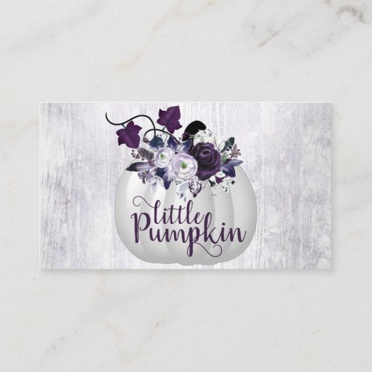 Little Pumpkin | Violet Paars Rustic Registry Informatiekaartje (Achterkant)