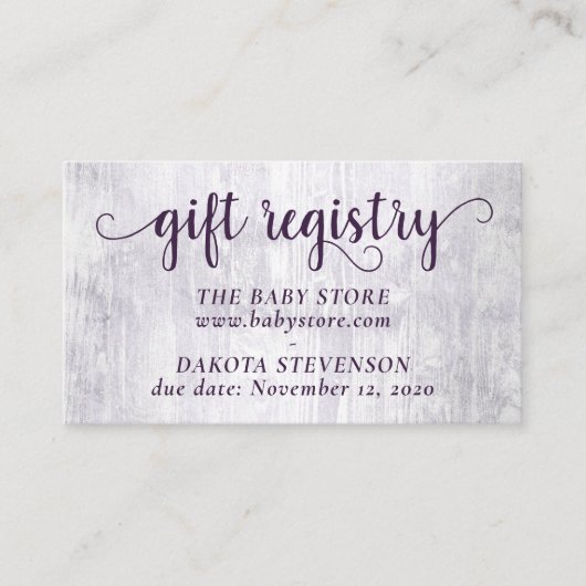 Little Pumpkin | Violet Paars Rustic Registry Informatiekaartje (Voorkant)