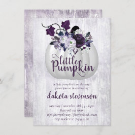 Little Pumpkin | Violet Paars Rustisch Baby shower Kaart