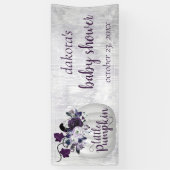 Little Pumpkin | Violet Paars Rustisch Baby shower Spandoek (Verticaal)