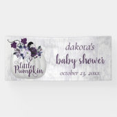 Little Pumpkin | Violet Paars Rustisch Baby shower Spandoek (Horizontaal)