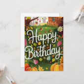 Little Pumpkin Warme Herfst Herfst Happy Birthday Kaart (Voorkant / Achterkant in situ)