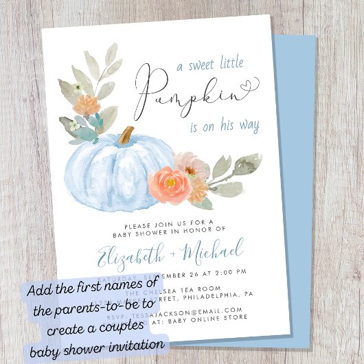 Little Pumpkin Waterverf Baby Boy Shower Kaart