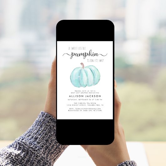 Little Pumpkin Waterverf Baby Boy Shower Kaart