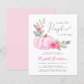 Little Pumpkin Waterverf Baby Girl Shower Invite (Voorkant / Achterkant)