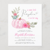 Little Pumpkin Waterverf Baby Girl Shower Invite (Voorkant)