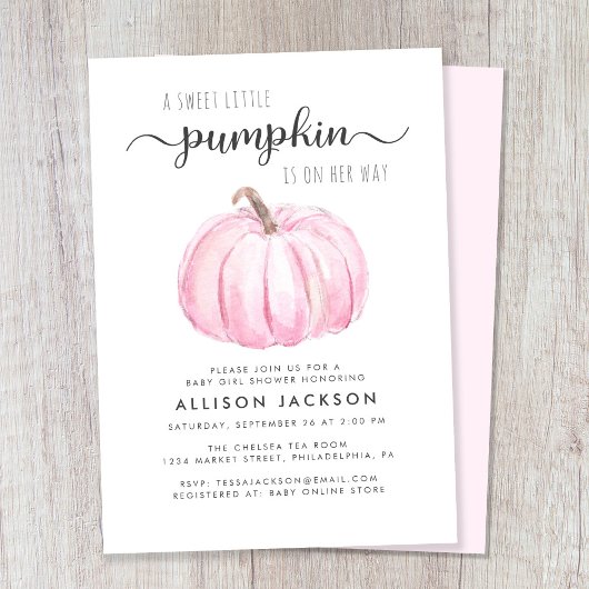 Little Pumpkin Waterverf Baby Girl Shower Kaart