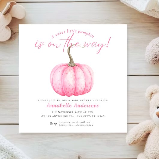 Little Pumpkin waterverf Baby shower uitnodiging