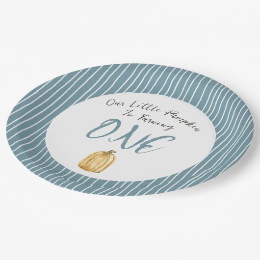 Little Pumpkin Waterverf Blue verjaardagsfeestje Papieren Bordje (Gekanteld)