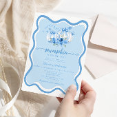 Little Pumpkin Wave Lijst Bow Blue Baby shower Kaart