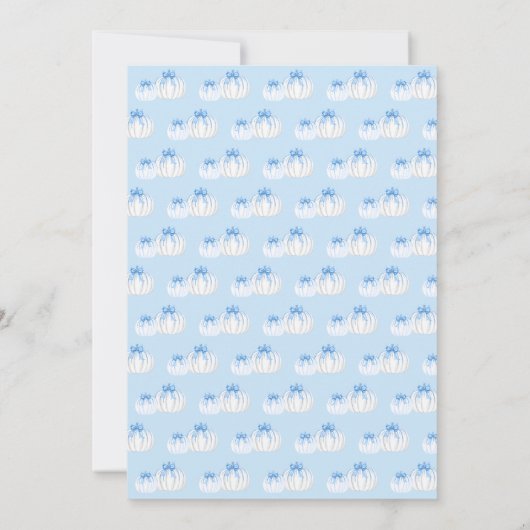 Little Pumpkin Wave Lijst Bow Blue Baby shower Kaart (Achterkant)