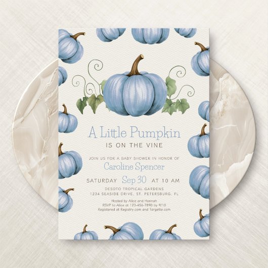 Little Pumpkin Whimsical Boy Baby shower Kaart