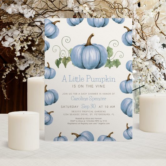 Little Pumpkin Whimsical Boy Baby shower Kaart