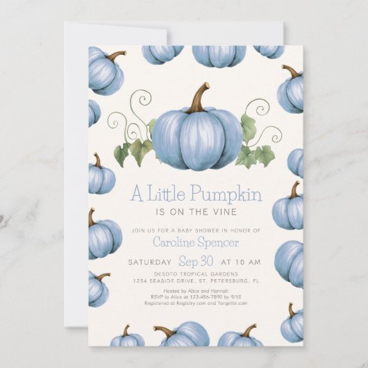 Little Pumpkin Whimsical Boy Baby shower Kaart (Voorkant)