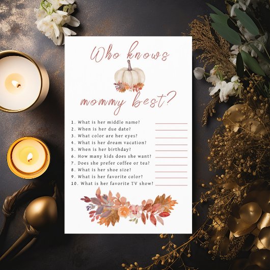 Little Pumpkin Wie kent mama het beste Baby shower Flyer