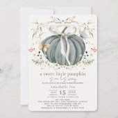 Little Pumpkin Wildflower Blue Boy Baby shower Kaart (Voorkant)