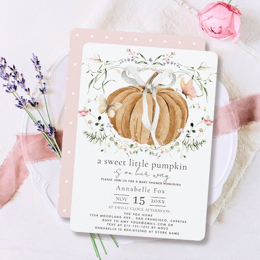 Little Pumpkin Wildflowers Vlinders Baby shower Kaart
