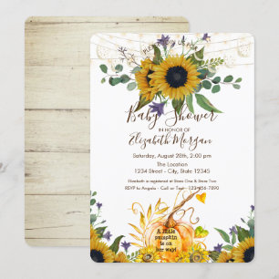 Little Pumpkin, Wood Sunflower Baby shower Kaart