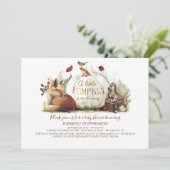 Little Pumpkin Woodland Animals Herfst Baby shower Kaart (Staand voorkant)