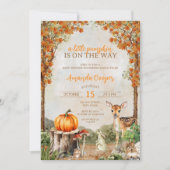 Little Pumpkin Woodland Animals Herfst Baby shower Kaart (Voorkant)
